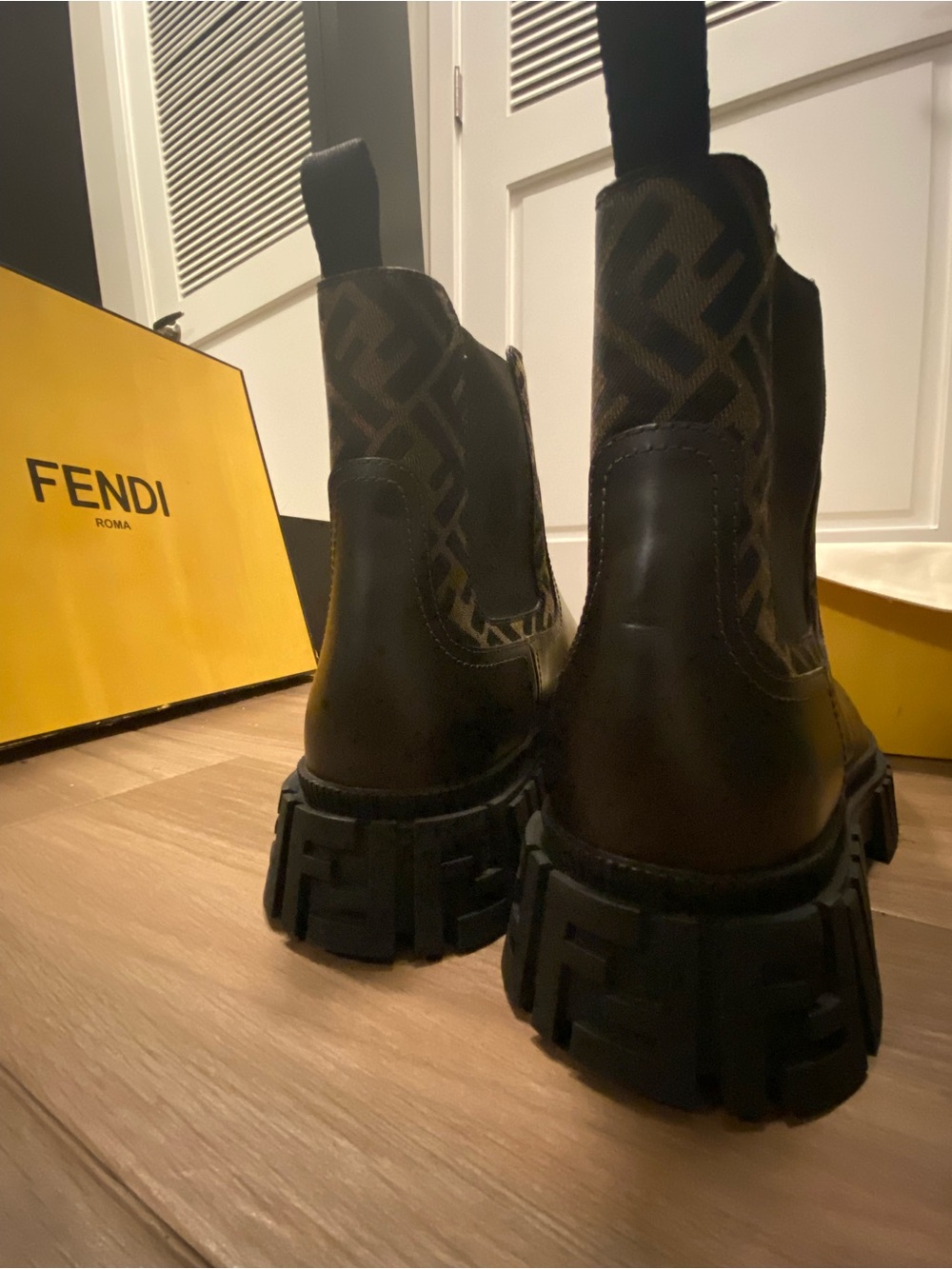 Fendi Men Motif Chelsea Lug Sole Boots in Dark Brown - Picture 6 of 10